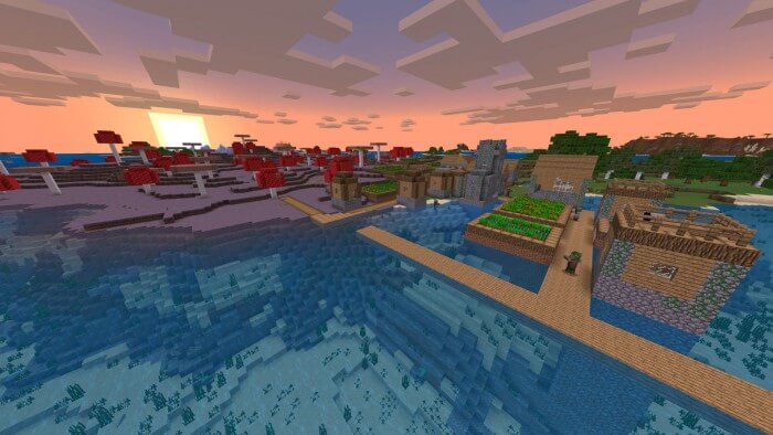 zombie-village-attached-to-mushroom-biome-at-spawn-minecraft-seeds