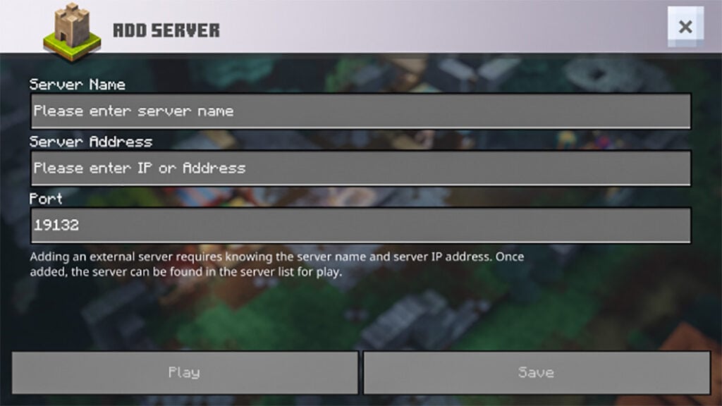 Add server screen