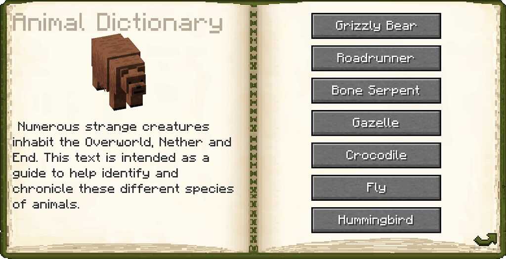 Alex' Mobs for Minecraft Bedrock/PE Animal Dictionary