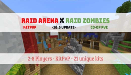 The game is best played with 2-4 players; however, Raid Arena can support up to 8 players at once. Pick from 21 unique kits to play in the large variety of Arenas that Raid Arena offers. Players can upgrade their kit’s gear after each round and must win 8 rounds to win the game.