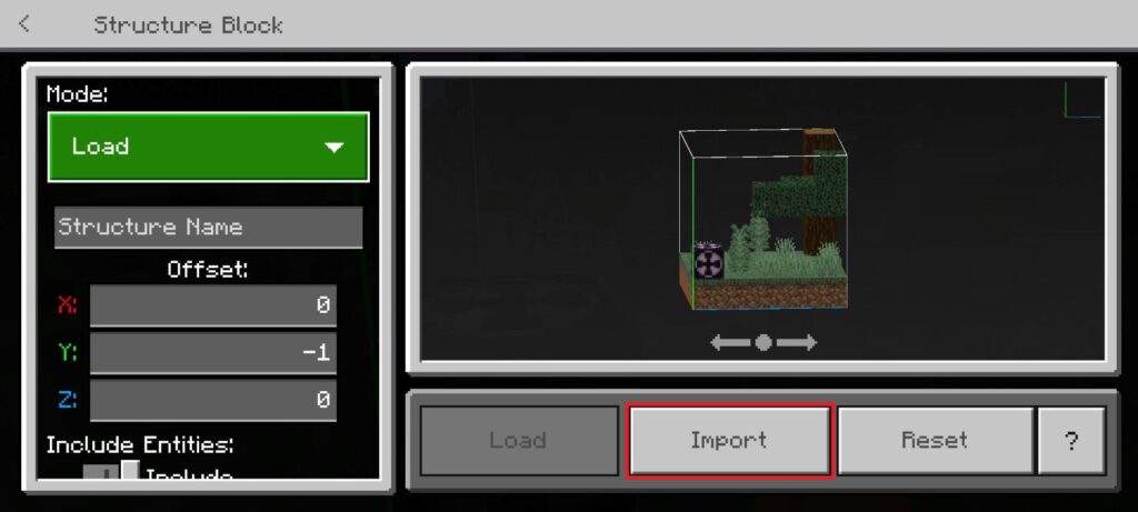 Structure Block Import and Export Button