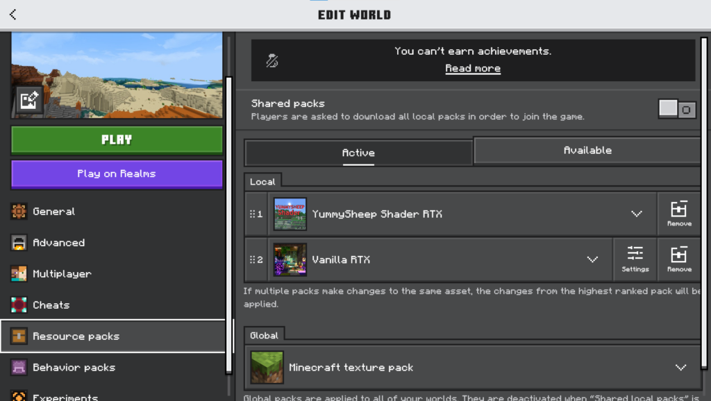 Yummysheep RTX Shader for Minecraft v1.1